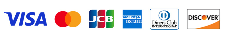 VISA、Master card、AMERICAN EXPRESS、Diners Club、Discover